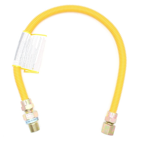 Thrifco Plumbing 3/8 Inch OD X 1/4 Inch ID, 1/2 Inch MIP x 1/2 Inch FIP 24 Inch SS Gas Connector W/ EFV 4408687 - main